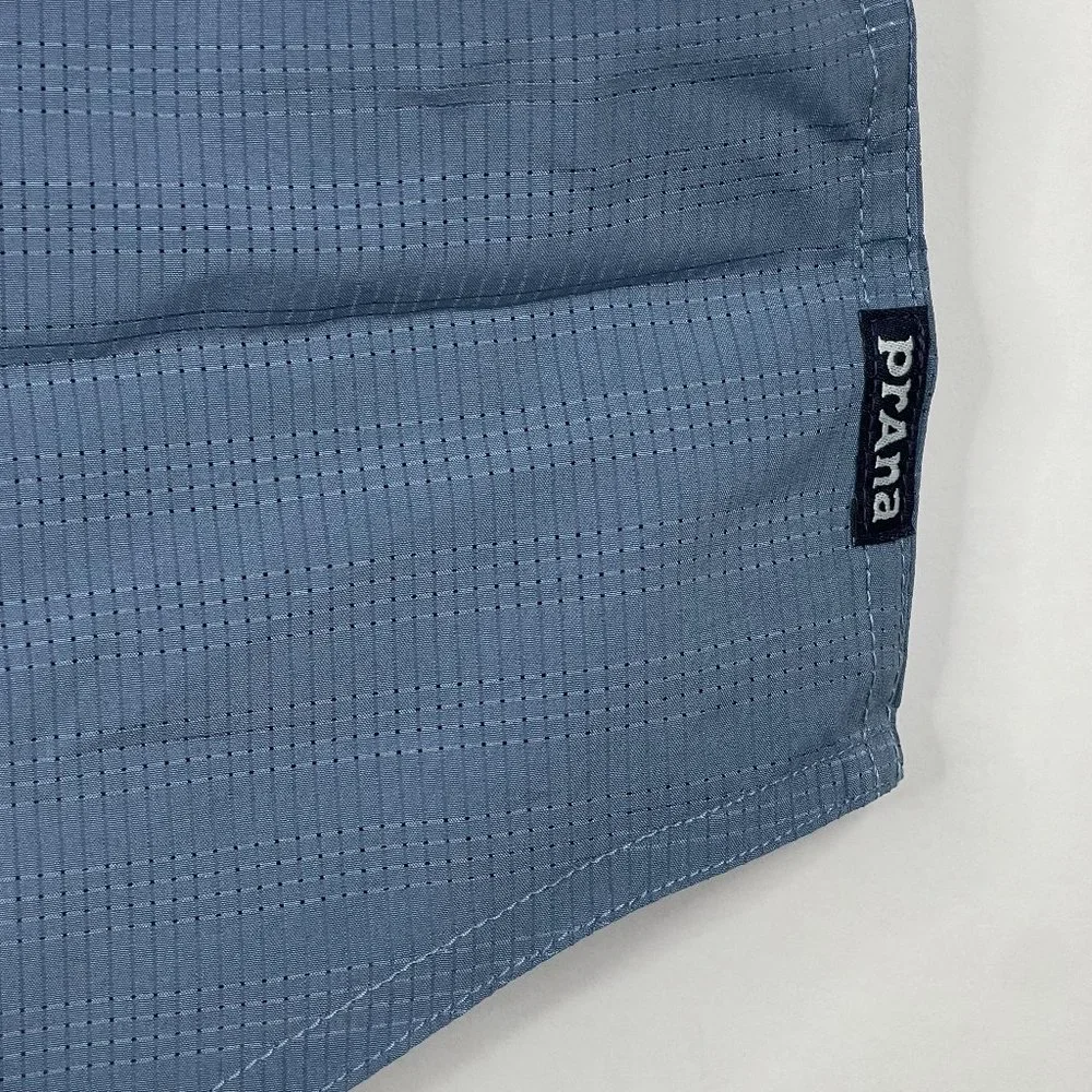 NWT prAna Cayman Shirt Small Blue Note Yarn Dye Melange Woven Check - Picture 8 of 16